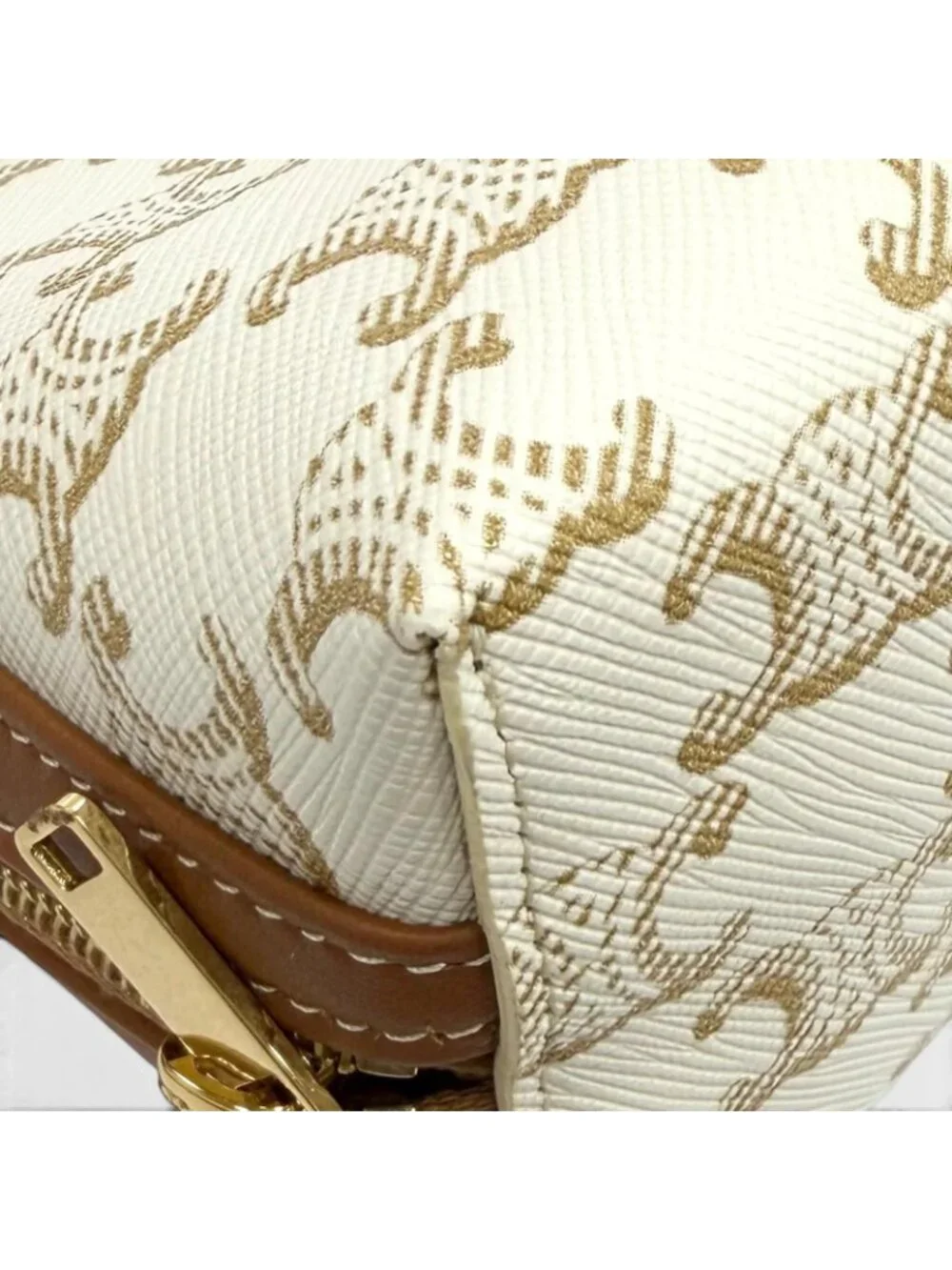 Celine Triomphe Canvas Logo Chain Clutch Shoulder Bag Off White Brown